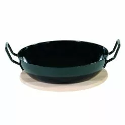 Kruger Krüger Schlemmerpfanne Mit Holzteller Aus Stahl Beschichtet 20cm