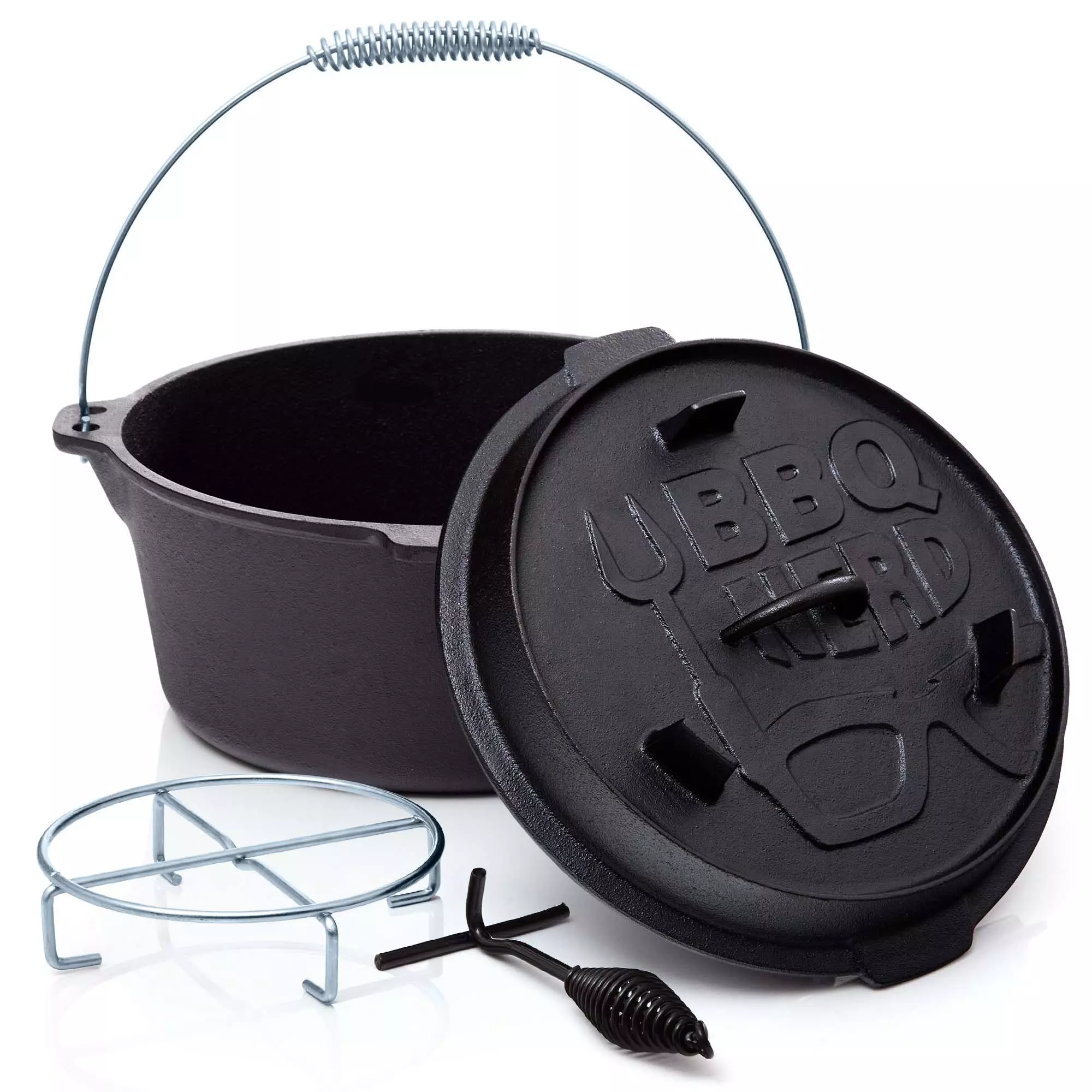 Null BBQ-Nerd© Dutch Oven "Professional" 4,2L Mit Füßen | Bereits Eingebrannt | Gusseisen Feuertopf Mit Deckel Und Integr. Bratpfanne und Deckelheber 7 Null BBQ-Nerd© Dutch Oven "Professional" 4,2L Mit Füßen | Bereits Eingebrannt | Gusseisen Feuertopf Mit Deckel Und Integr. Bratpfanne und Deckelheber – Bild 5
