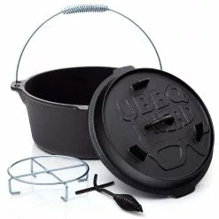 Null BBQ-Nerd© Dutch Oven "Professional" 7,3L Mit Füßen | Bereits Eingebrannt | Gusseisen Feuertopf Mit Deckel Und Integr. Bratpfanne und Deckelheber -Bartscher Verkäufe a16b5232 32e7 4623 9a22 b71417842e07 4