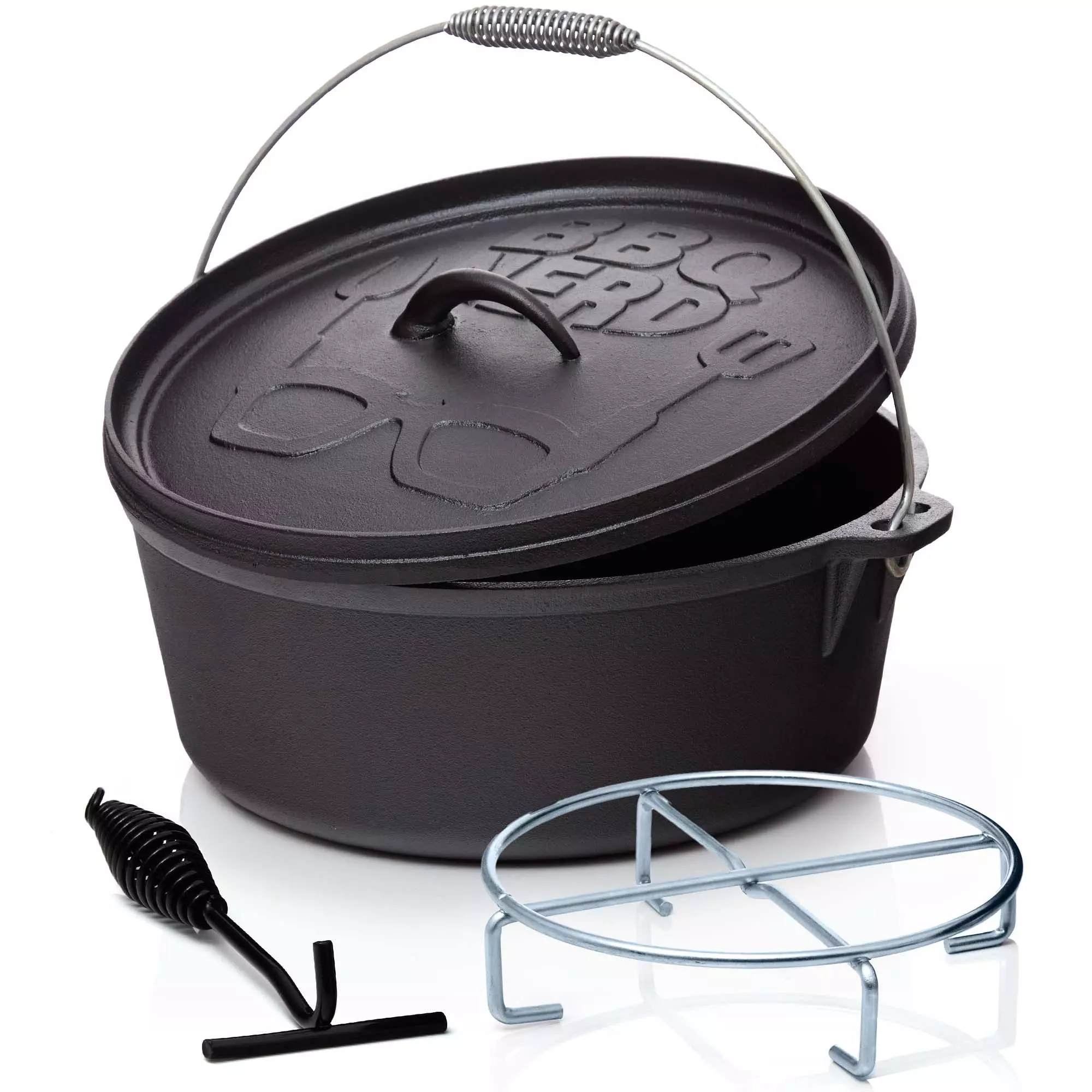 Null BBQ-Nerd© Dutch Oven "Starter" 10,7L Mit Füßen | Bereits Eingebrannt | Gusseisen Feuertopf, Bräter Mit Deckel Inkl. Deckelheber 4 Null BBQ-Nerd© Dutch Oven "Starter" 10,7L Mit Füßen | Bereits Eingebrannt | Gusseisen Feuertopf, Bräter Mit Deckel Inkl. Deckelheber – Bild 2